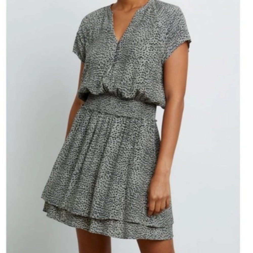 Rails Karla Dress Smocked Mini Dress Leopard Print Women's Dress